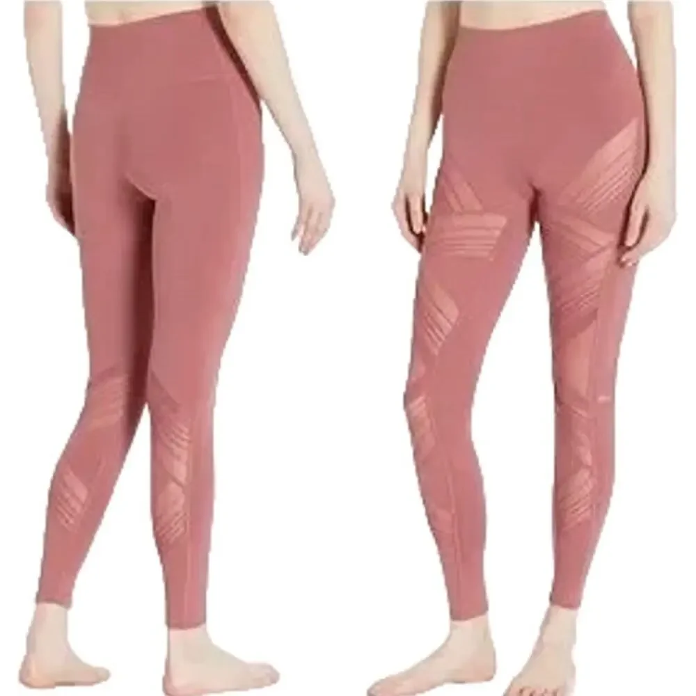 ALO Yoga Interlace Mesh Leggings in Rosewood Pink WOMEN'S XS
